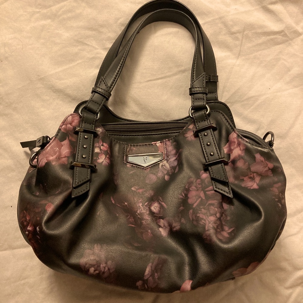 VERA WANG Black & pink floral Simply Vera handbag purse in like new condition!